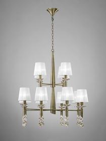 M3870/WS  Tiffany AB Crystal Chandelier 12+12 Light Antique Brass